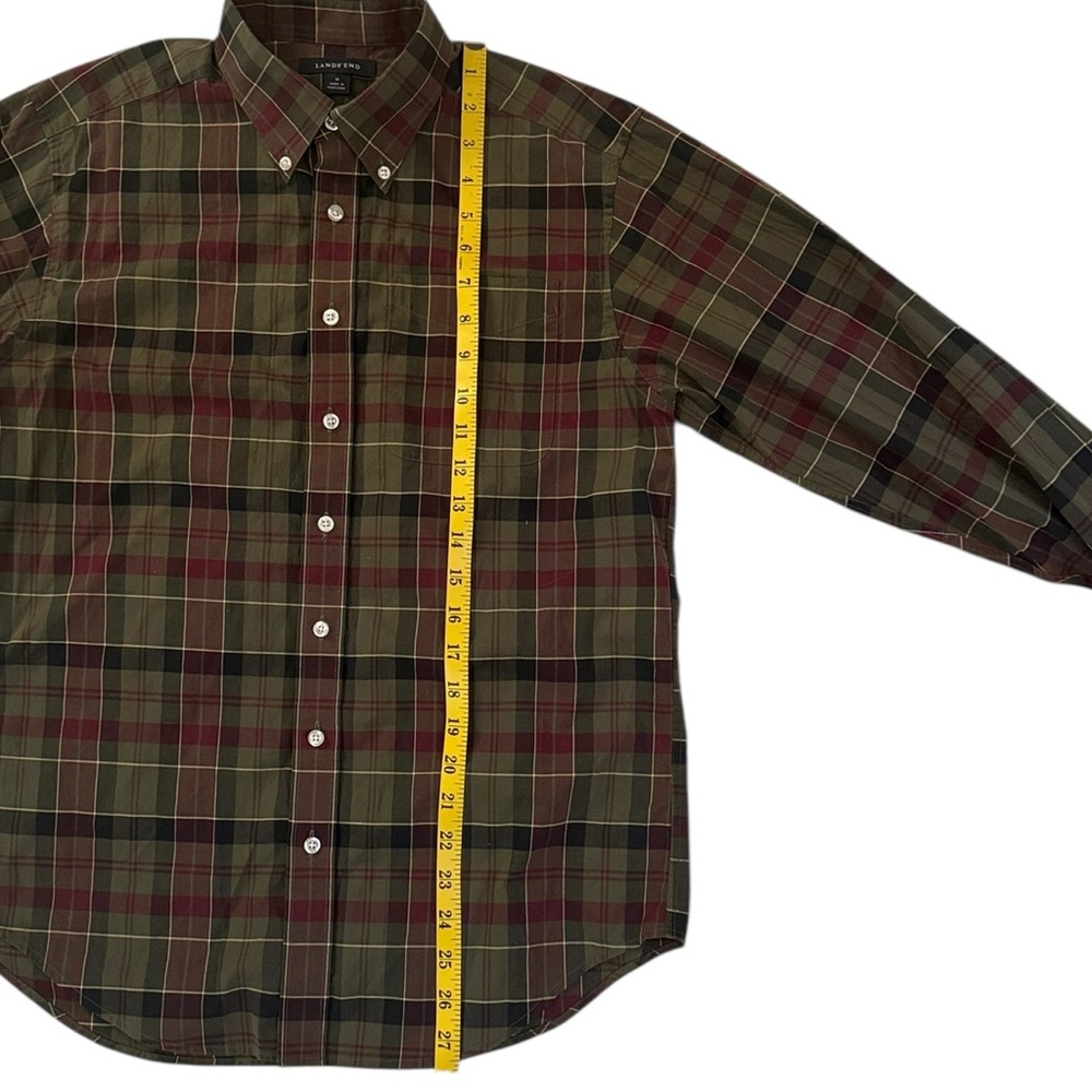 Vintage Lands’ End Plaid Button Down Shirt Boys 16 Mens Small Fit Preppy Cotton - Picture 12 of 14